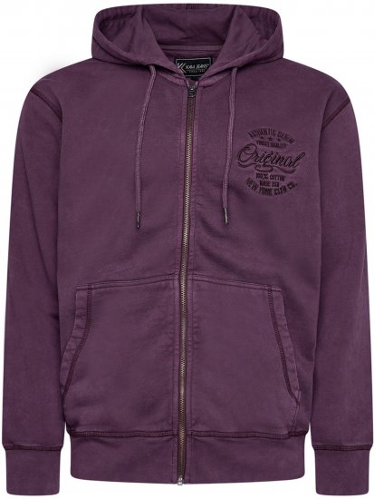 Kam Jeans 7082 Garment DYE with Zipper Hoodie Purple - Суичъри & cуичъри с качулка - мъжки суичъри големи размери