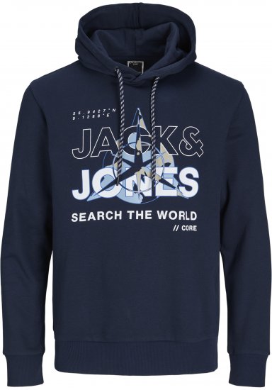 Jack & Jones Hunt Hoodie Navy - Суичъри & cуичъри с качулка - мъжки суичъри големи размери