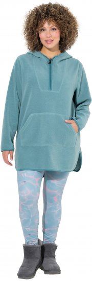 Ulla Popken Teddy Fleece Hooded Zip Neck Sweatshirt Ice Green - Суичъри & cуичъри с качулка - 