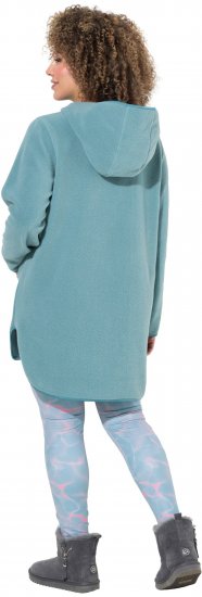 Ulla Popken Teddy Fleece Hooded Zip Neck Sweatshirt Ice Green - Суичъри & cуичъри с качулка - 
