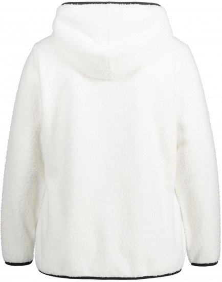 Ulla Popken Teddy Fleece Partial Zip Hoodie Snow White - Суичъри & cуичъри с качулка - 