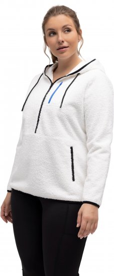 Ulla Popken Teddy Fleece Partial Zip Hoodie Snow White - Суичъри & cуичъри с качулка - 