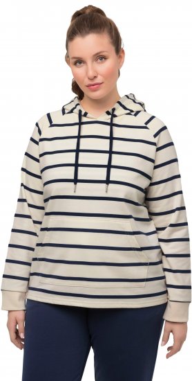 Ulla Popken Stripe Print Loungewear Hoodie Chalk - Суичъри & cуичъри с качулка - 