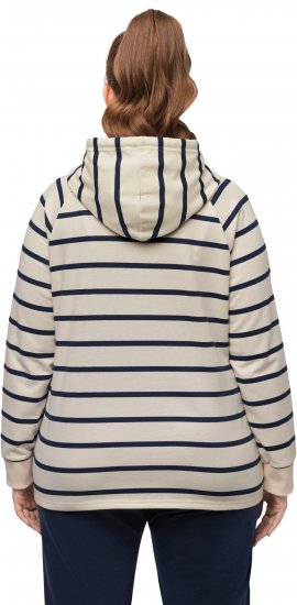 Ulla Popken Stripe Print Loungewear Hoodie Chalk - Суичъри & cуичъри с качулка - 