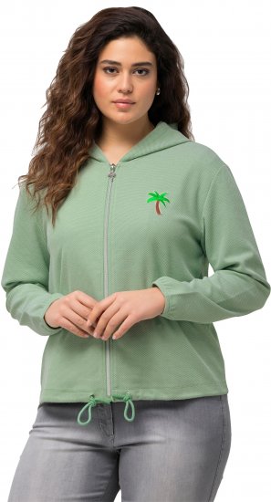 Ulla Popken Drawstring Hem Zip-Up Hoodie Light Green - Суичъри & cуичъри с качулка - 