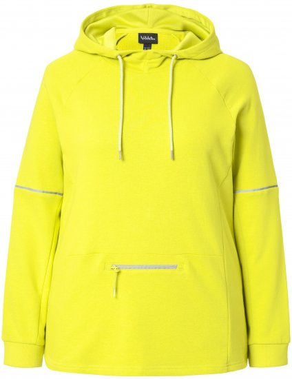 Ulla Popken Zippered Pocket and Reflective Piping Hoodie Green Apple - Суичъри & cуичъри с качулка - 