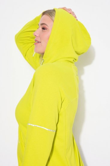 Ulla Popken Zippered Pocket and Reflective Piping Hoodie Green Apple - Суичъри & cуичъри с качулка - Уютни суитшърти, суичъри и плетива
