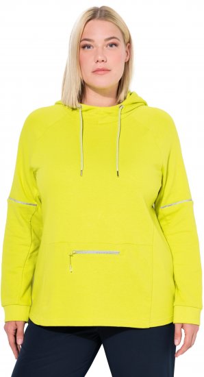 Ulla Popken Zippered Pocket and Reflective Piping Hoodie Green Apple - Суичъри & cуичъри с качулка - 