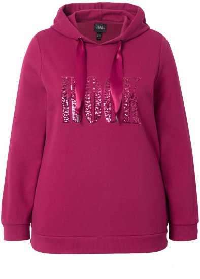 Ulla Popken Rock Sequined Hoodie Ruby - Суичъри & cуичъри с качулка - 