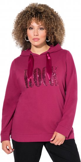 Ulla Popken Rock Sequined Hoodie Ruby - Суичъри & cуичъри с качулка - 