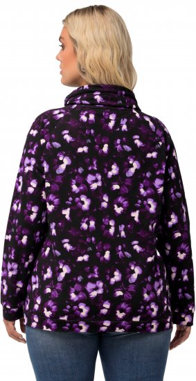 Ulla Popken Floral Print Drawstring Collar Hoodie Black - Суичъри & cуичъри с качулка - 