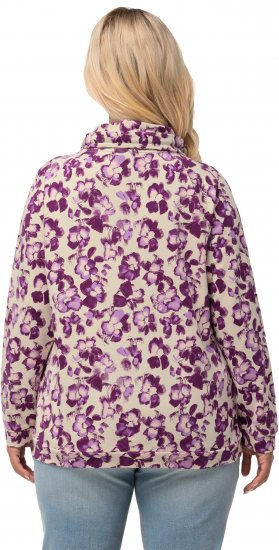 Ulla Popken Floral Print Drawstring Collar Hoodie Vanilla - Суичъри & cуичъри с качулка - 