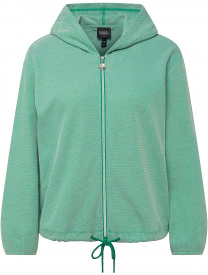 Ulla Popken Drawstring Hem Two-Tone Knit Hoodie Emerald Green - Суичъри & cуичъри с качулка - 