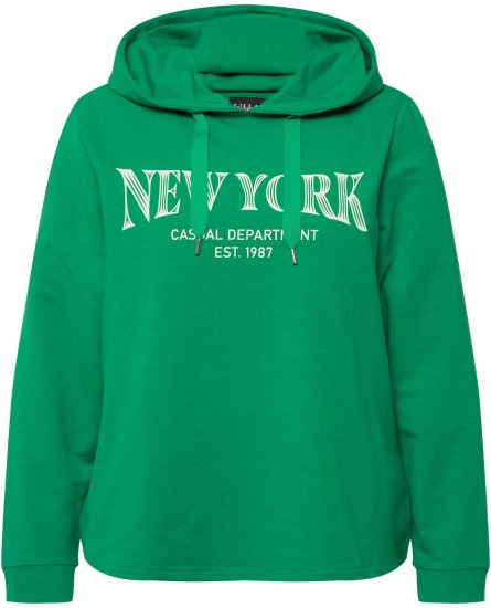 Ulla Popken City Name Graphic Hoodie Emerald Green - Суичъри & cуичъри с качулка - 