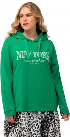 Ulla Popken City Name Graphic Hoodie Emerald Green - Суичъри & cуичъри с качулка - 