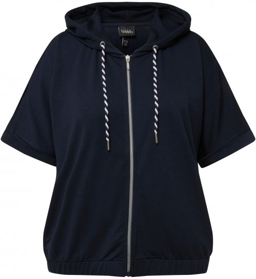 Ulla Popken Short Sleeve Zip-Up Hoodie Navy - Суичъри & cуичъри с качулка - 