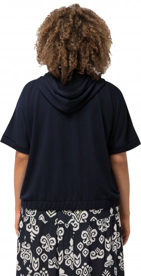 Ulla Popken Short Sleeve Zip-Up Hoodie Navy - Суичъри & cуичъри с качулка - 
