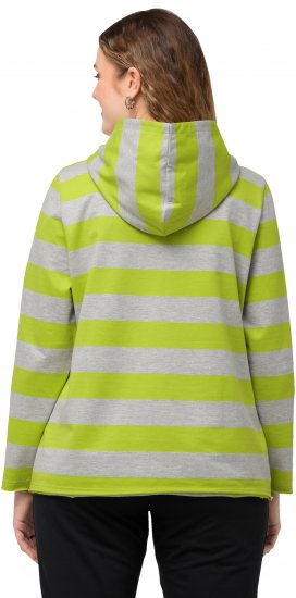 Ulla Popken Mixed Stripe Long Sleeve Hoodie Apple Green - Суичъри & cуичъри с качулка - 