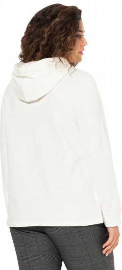 Ulla Popken Face Graphic Long Sleeve Hoodie Off-White - Суичъри & cуичъри с качулка - 
