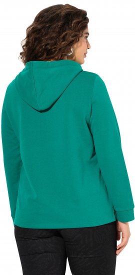 Ulla Popken Face Graphic Long Sleeve Hoodie Emerald Green - Суичъри & cуичъри с качулка - 