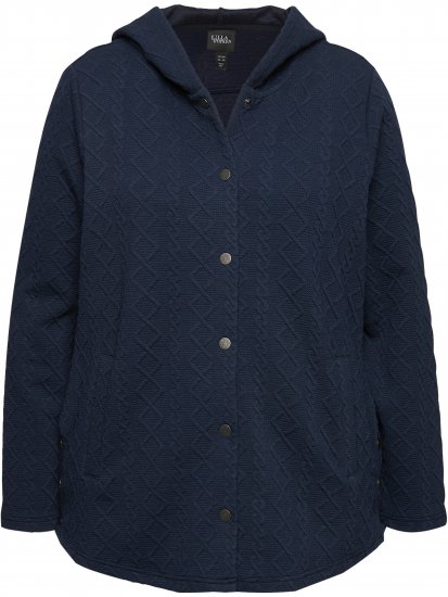 Ulla Popken Cable Knit Long Sleeve Hoodie Navy - Суичъри & cуичъри с качулка - 