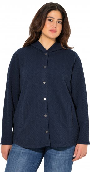 Ulla Popken Cable Knit Long Sleeve Hoodie Navy - Суичъри & cуичъри с качулка - 