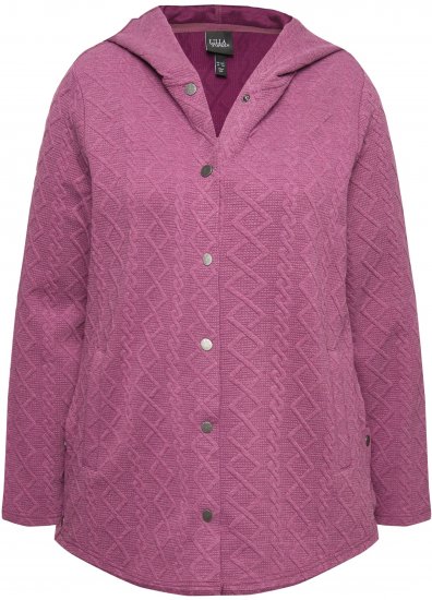Ulla Popken Cable Knit Long Sleeve Hoodie Berry - Суичъри & cуичъри с качулка - 