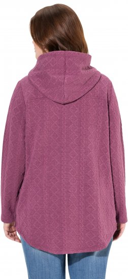 Ulla Popken Cable Knit Long Sleeve Hoodie Berry - Суичъри & cуичъри с качулка - 