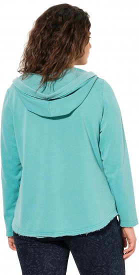 Ulla Popken Open Edged Long Sleeve V-Neck Hoodie Mint Green - Суичъри & cуичъри с качулка - 