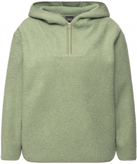 Ulla Popken Teddy Plush Long Sleeve Hoodie Sage Green - Суичъри & cуичъри с качулка - 
