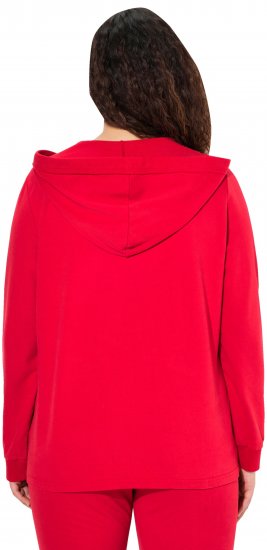 Ulla Popken Plunge Neck Long Sleeve Hoodie Salsa Red - Суичъри & cуичъри с качулка - 