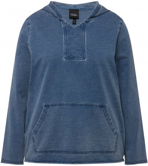 Ulla Popken Raw Hem Long Sleeve Hoodie Night Blue - Суичъри & cуичъри с качулка - 