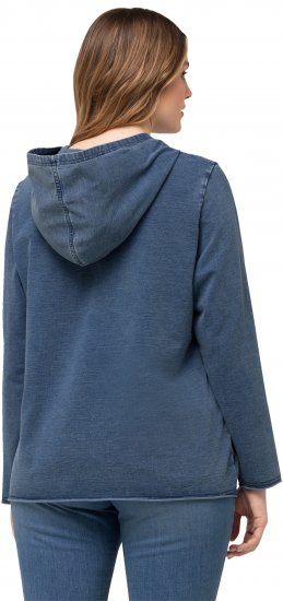 Ulla Popken Raw Hem Long Sleeve Hoodie Night Blue - Суичъри & cуичъри с качулка - 