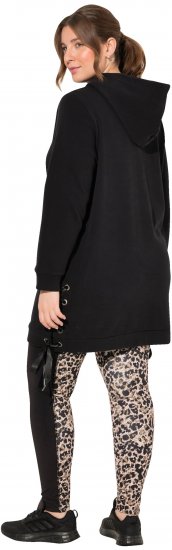 Ulla Popken Longline Lace Up Hoodie Black - Суичъри & cуичъри с качулка - 