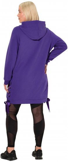 Ulla Popken Longline Lace Up Hoodie Purple - Суичъри & cуичъри с качулка - 