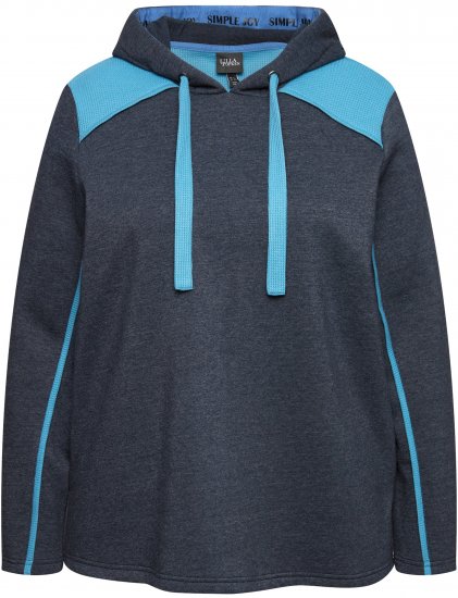 Ulla Popken Waffle Pique Contrast Color Hoodie Navy - Суичъри & cуичъри с качулка - 