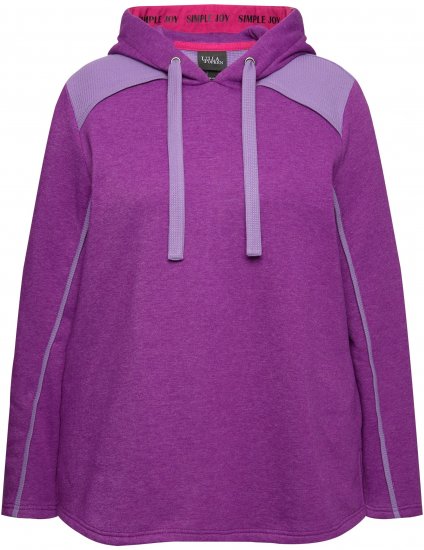 Ulla Popken Waffle Pique Contrast Color Hoodie Dark Purple - Суичъри & cуичъри с качулка - 