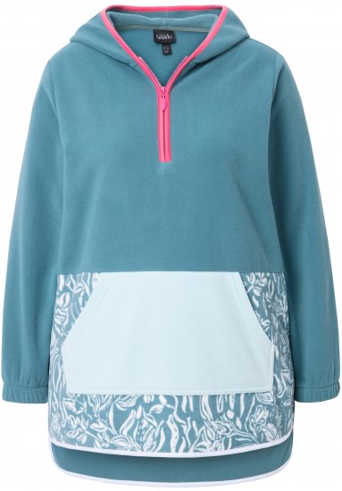 Ulla Popken Floral Detail Fleece Hoodie Ice Green - Суичъри & cуичъри с качулка - 