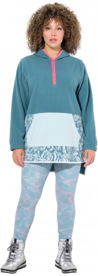 Ulla Popken Floral Detail Fleece Hoodie Ice Green - Суичъри & cуичъри с качулка - 