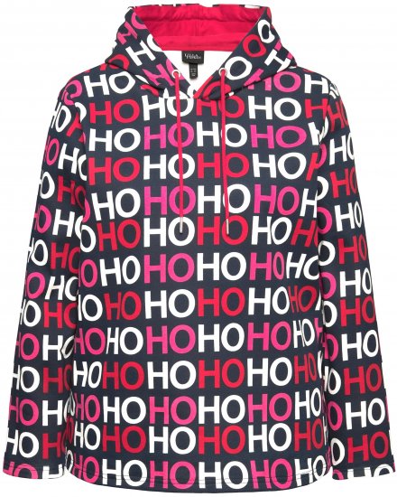 Ulla Popken Ho Ho Ho Lettering Hooded Sweatshirt Navy - Суичъри & cуичъри с качулка - 