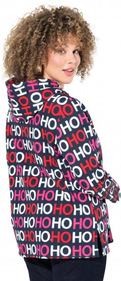 Ulla Popken Ho Ho Ho Lettering Hooded Sweatshirt Navy - Суичъри & cуичъри с качулка - 