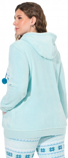 Ulla Popken Plush Alpine Striped Motif Loungewear Hoodie Baby Blue - Суичъри & cуичъри с качулка - 