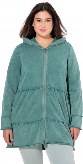 Ulla Popken Tiered Flounce Panel Zip Up Hoodie Green - Суичъри & cуичъри с качулка - 