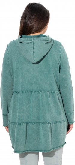 Ulla Popken Tiered Flounce Panel Zip Up Hoodie Green - Суичъри & cуичъри с качулка - 