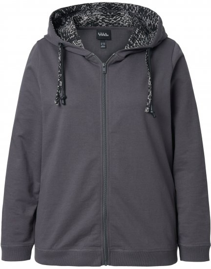 Ulla Popken Snake Detail Zip-Up Hoodie Graphite Grey - Суичъри & cуичъри с качулка - 