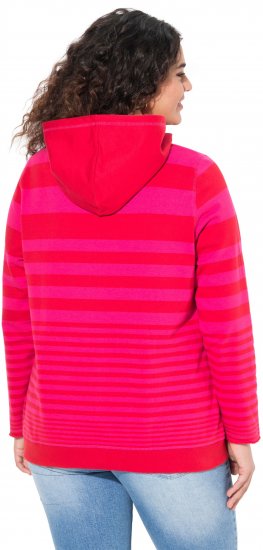 Ulla Popken Oversized Striped Long Sleeve Hoodie Lychee - Суичъри & cуичъри с качулка - 