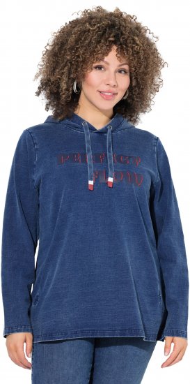 Ulla Popken Perfect Flow Embroidered Hoodie Indigo Denim - Суичъри & cуичъри с качулка - 