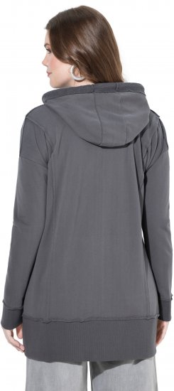 Ulla Popken Decorative Seam Zip-Up Hoodie Graphite Grey - Суичъри & cуичъри с качулка - 