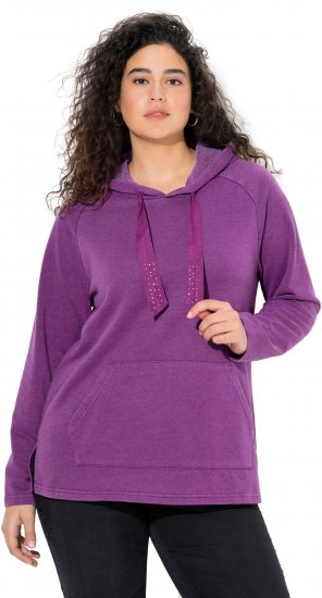 Ulla Popken Rhinestone Drawstring Moon Wash Hoodie Light Plum - Суичъри & cуичъри с качулка - 