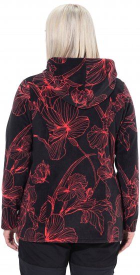 Ulla Popken Fleece Flower Print Zip-Up Hoodie Black - Суичъри & cуичъри с качулка - 
